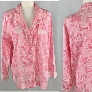 Victoria's Secret pajama shirt pink paisley medium sleeve cotton coquette girl